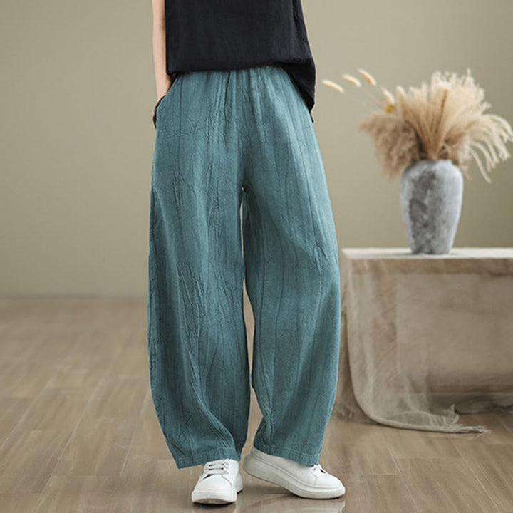 Buddha Stones Casual Plain Women's Cotton Linen Harem Pants With Pockets - image 17