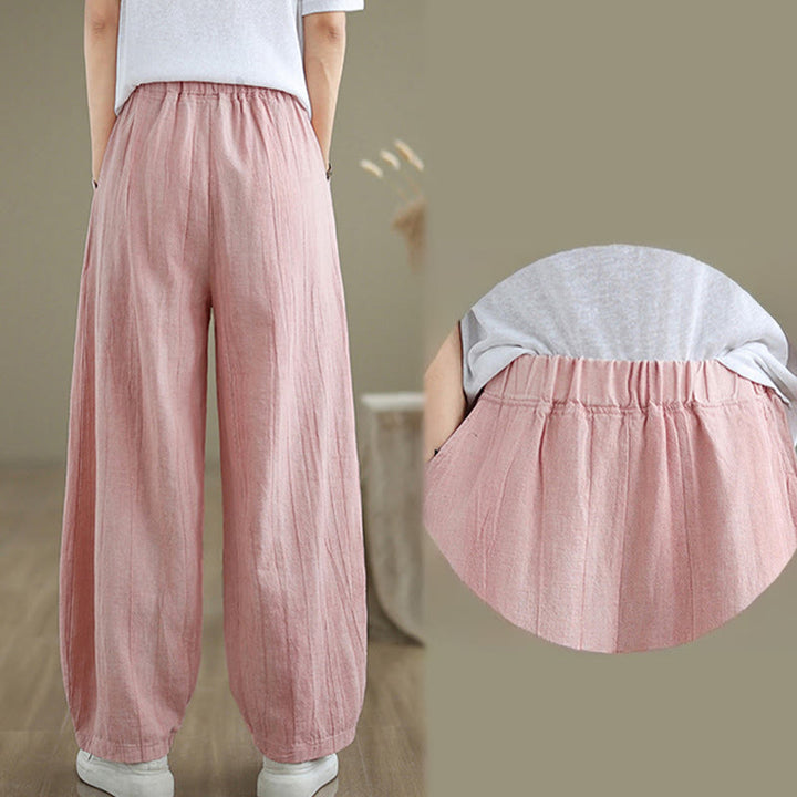 Buddha Stones Casual Plain Women's Cotton Linen Harem Pants With Pockets - image 21