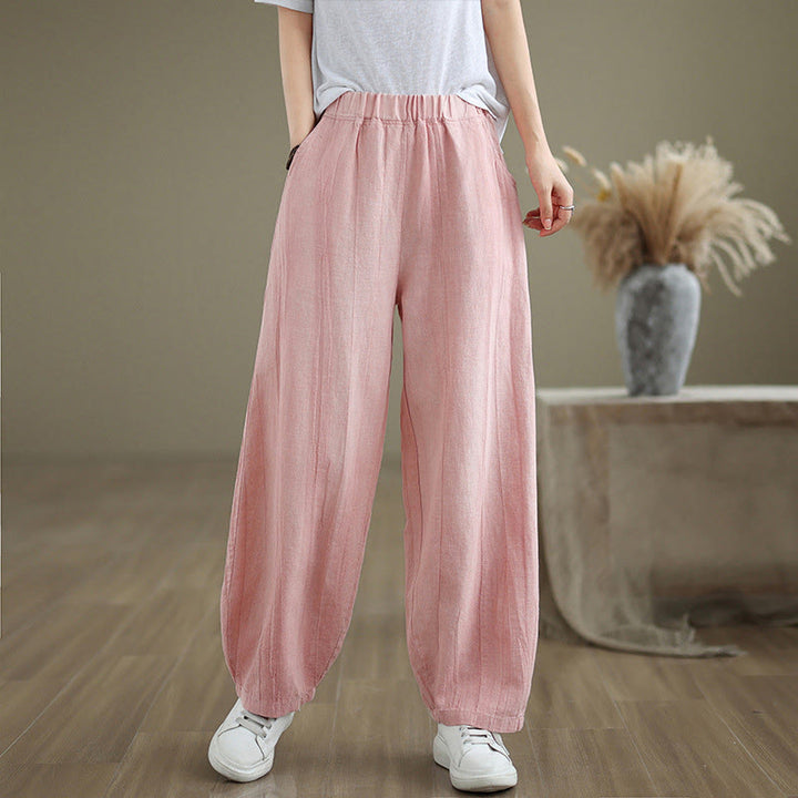 Buddha Stones Casual Plain Women's Cotton Linen Harem Pants With Pockets - image 24