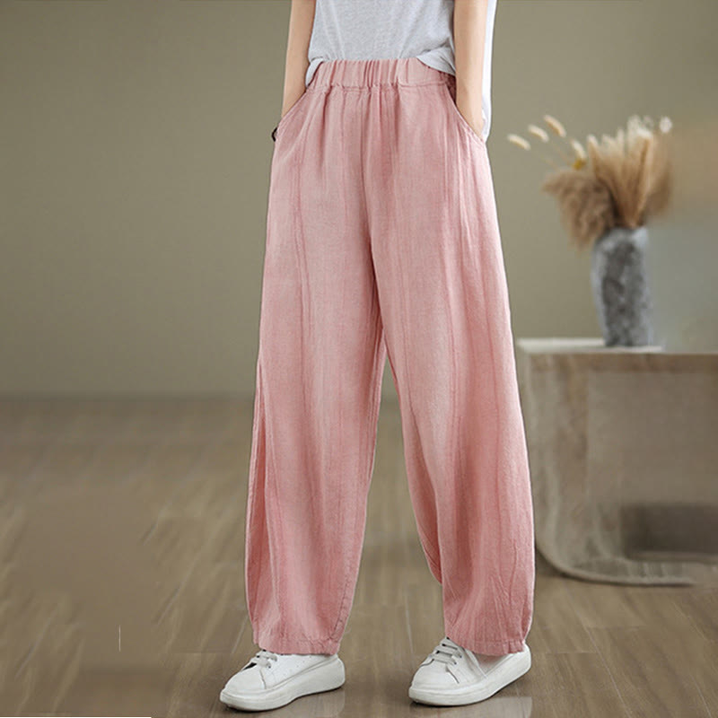 Buddha Stones Casual Plain Women's Cotton Linen Harem Pants With Pockets - Pink - US8-10,UK/AU12-14,EU40-42 (2XL) - image 20
