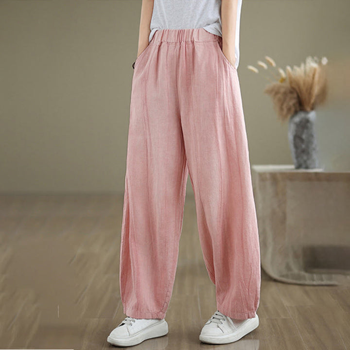 Buddha Stones Casual Plain Women's Cotton Linen Harem Pants With Pockets - Pink - US8-10,UK/AU12-14,EU40-42 (2XL) - image 20