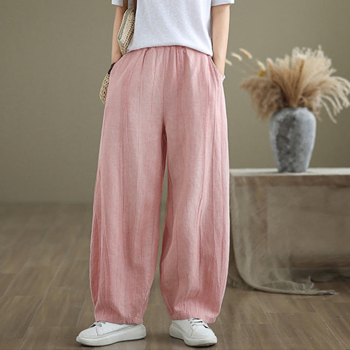 Buddha Stones Casual Plain Women's Cotton Linen Harem Pants With Pockets - image 22