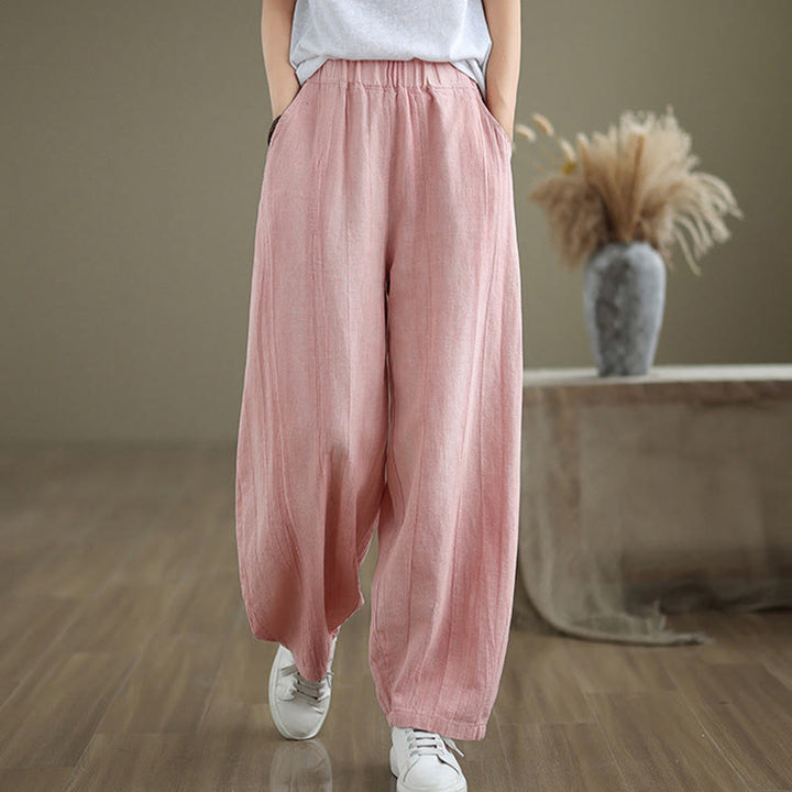 Buddha Stones Casual Plain Women's Cotton Linen Harem Pants With Pockets - image 25