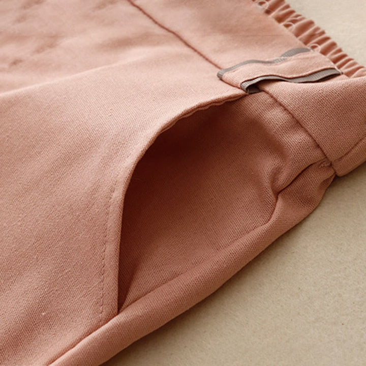 Buddha Stones Casual Straight Leg Design Women's Cotton Linen Pants With Pockets - image 3