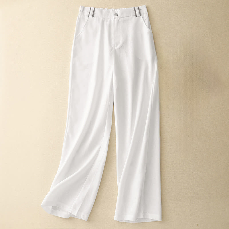 Buddha Stones Casual Straight Leg Design Women's Cotton Linen Pants With Pockets - White - US14,UK/AU18,EU46 (2XL) - image 8