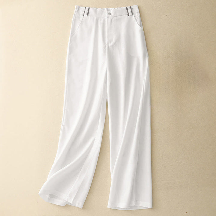 Buddha Stones Casual Straight Leg Design Women's Cotton Linen Pants With Pockets - White - US14,UK/AU18,EU46 (2XL) - image 8