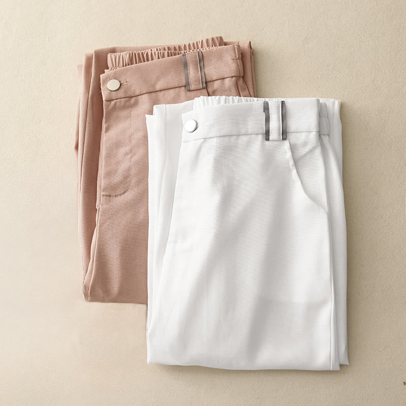 Buddha Stones Casual Straight Leg Design Women's Cotton Linen Pants With Pockets - image 14