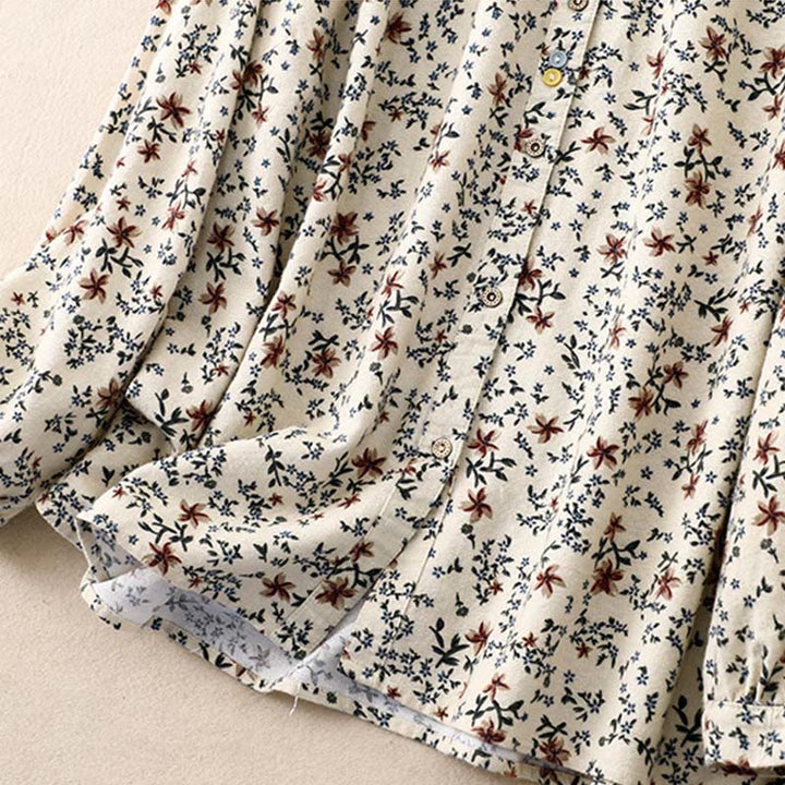 Buddha Stones Casual Florals Crew Neck Cotton Linen Women's Shirt - image 4