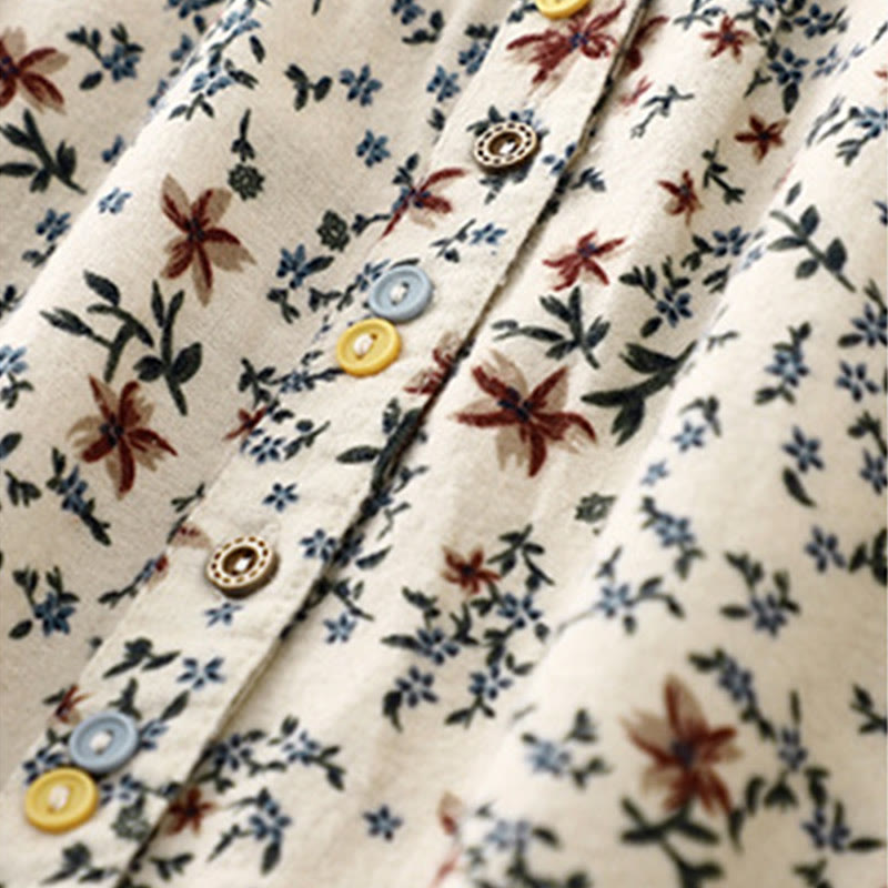 Buddha Stones Casual Florals Crew Neck Cotton Linen Women's Shirt - image 7