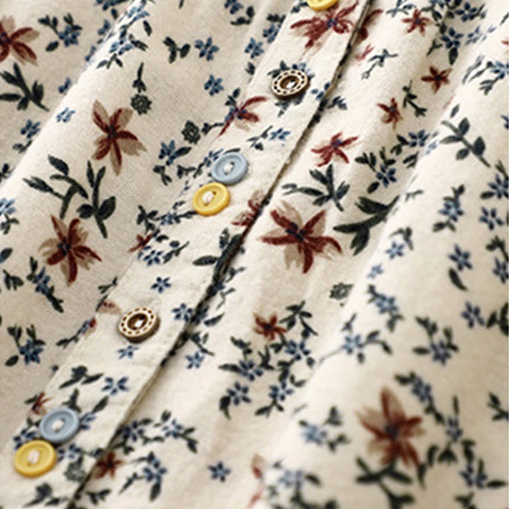 Buddha Stones Casual Florals Crew Neck Cotton Linen Women's Shirt - image 7