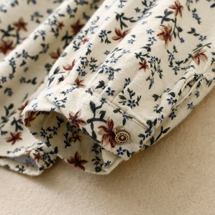 Buddha Stones Casual Florals Crew Neck Cotton Linen Women's Shirt - image 9