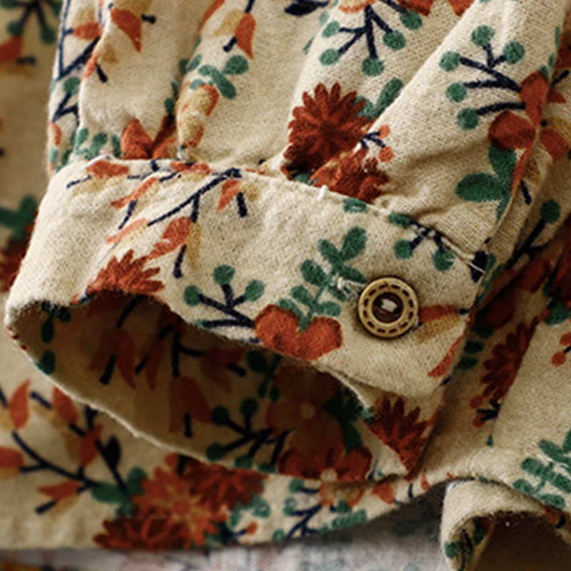 Buddha Stones Casual Florals Crew Neck Cotton Linen Women's Shirt - image 14