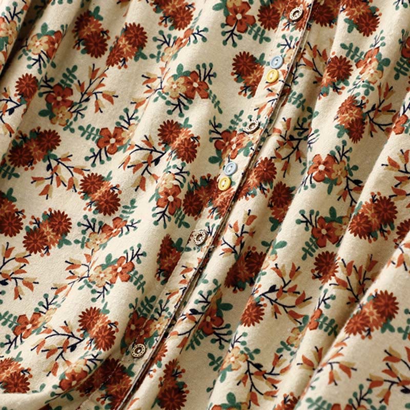 Buddha Stones Casual Florals Crew Neck Cotton Linen Women's Shirt - image 16