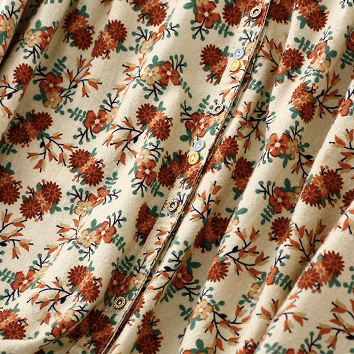 Buddha Stones Casual Florals Crew Neck Cotton Linen Women's Shirt - image 16