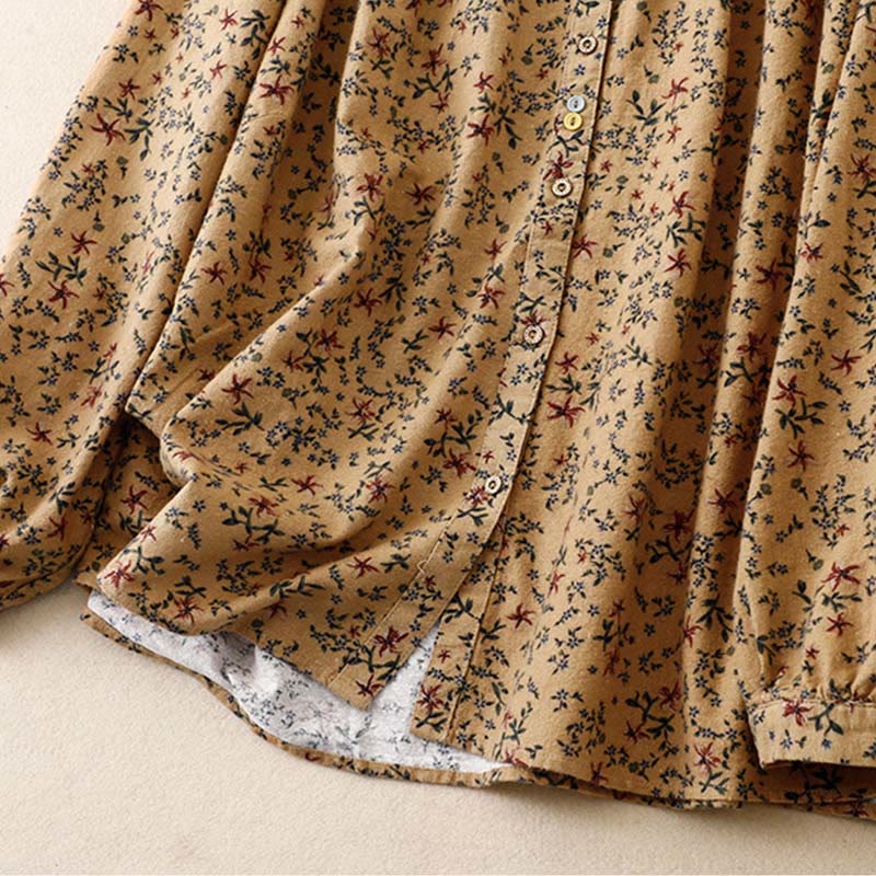 Buddha Stones Casual Florals Crew Neck Cotton Linen Women's Shirt - image 20