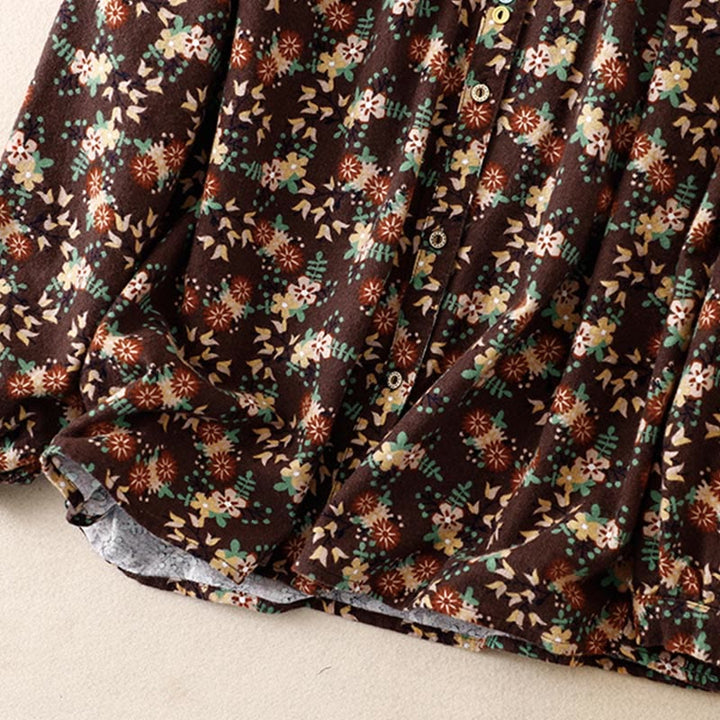 Buddha Stones Casual Florals Crew Neck Cotton Linen Women's Shirt - image 26