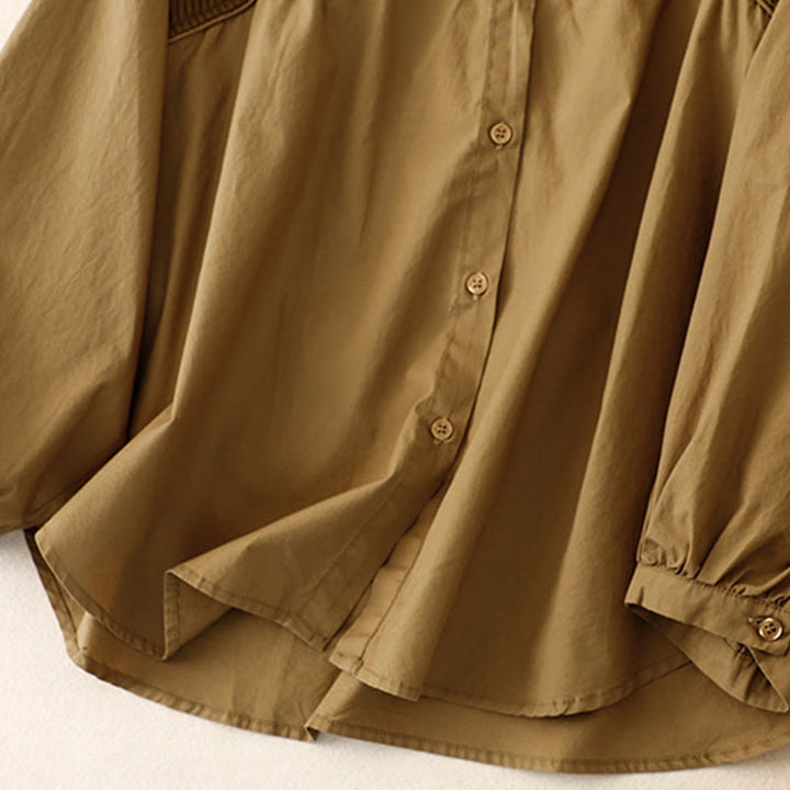 Buddha Stones Plain Stand Collar Women's Cotton Corduroy Jacket - image 4