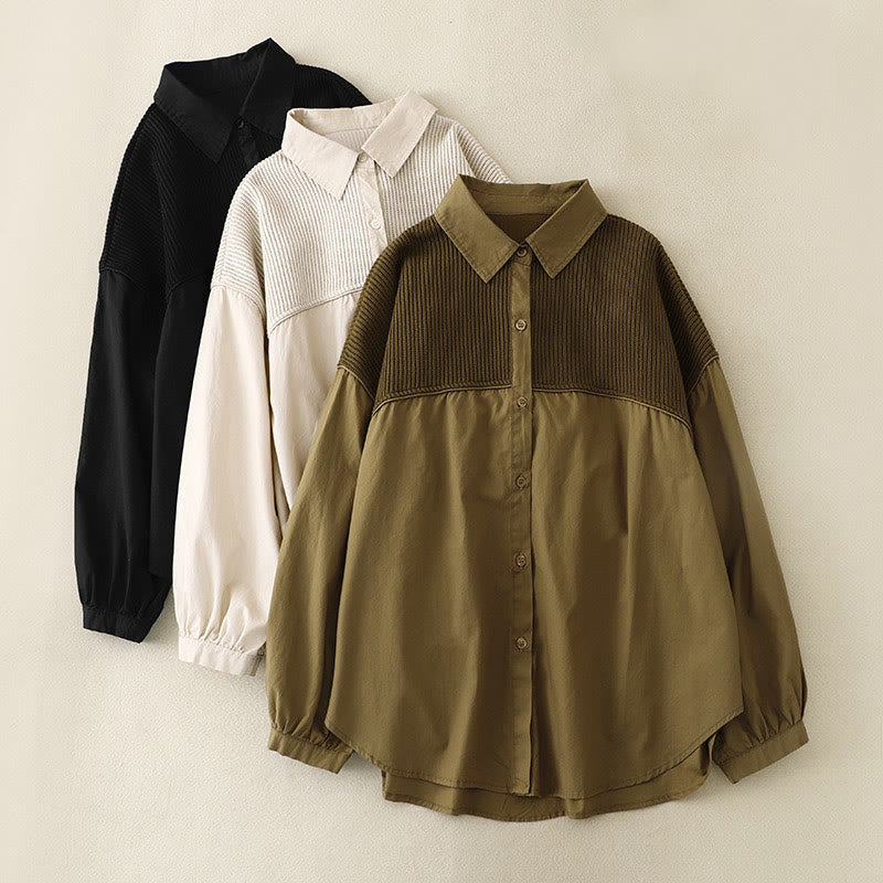 Buddha Stones Plain Stand Collar Women's Cotton Corduroy Jacket - image 20