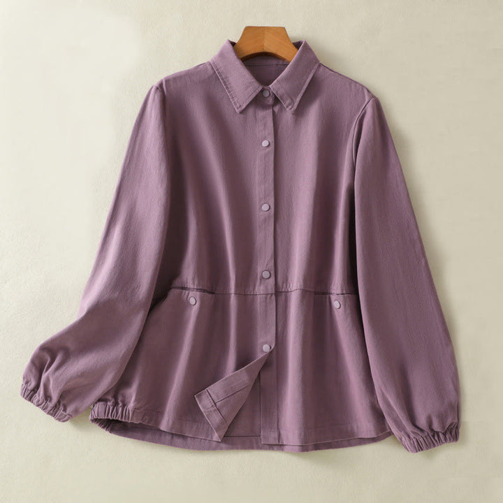 Buddha Stones Plain Button Design Stand Collar Women's Cotton Jacket - Plum - US14,UK/AU18,EU46 (2XL) - image 1