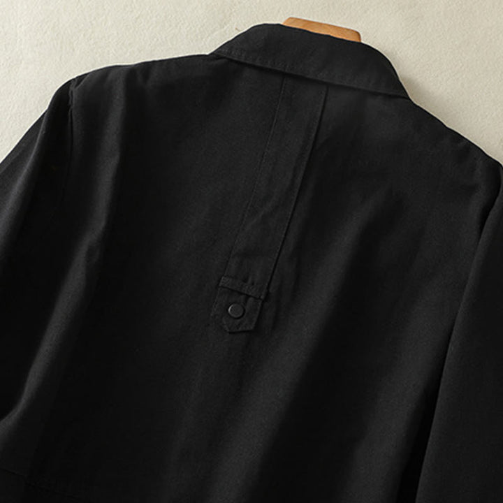 Buddha Stones Plain Button Design Stand Collar Women's Cotton Jacket - image 10