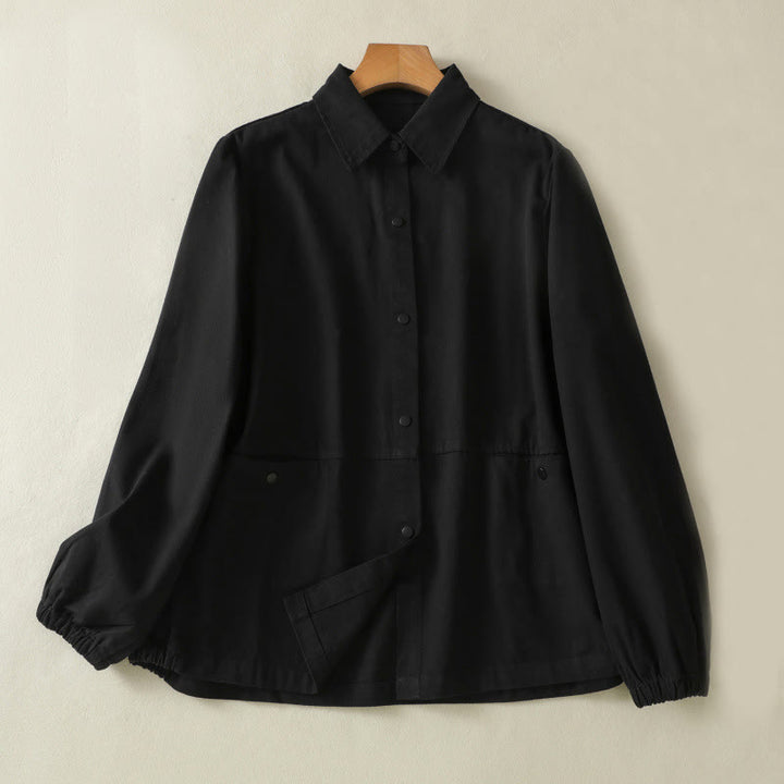 Buddha Stones Plain Button Design Stand Collar Women's Cotton Jacket - Black - US14,UK/AU18,EU46 (2XL) - image 9