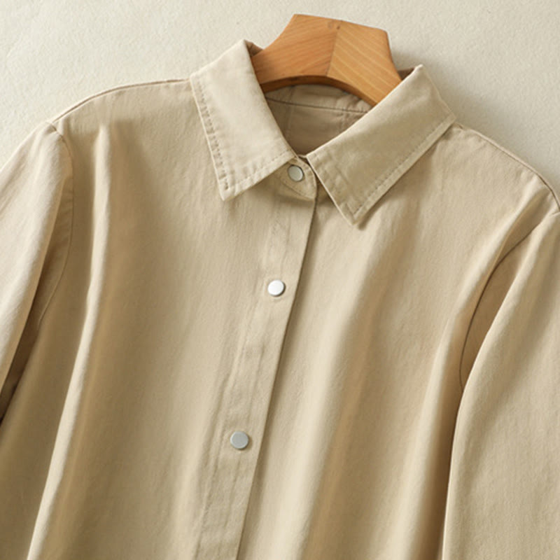 Buddha Stones Plain Button Design Stand Collar Women's Cotton Jacket - image 19