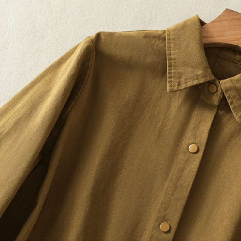 Buddha Stones Plain Button Design Stand Collar Women's Cotton Jacket - image 31