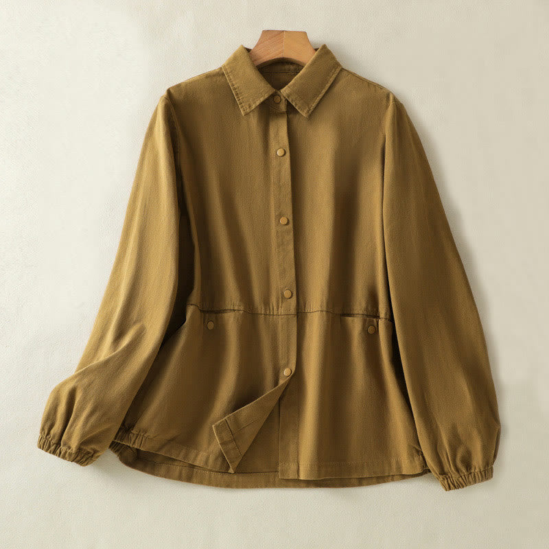 Buddha Stones Plain Button Design Stand Collar Women's Cotton Jacket - DarkGoldenrod - US14,UK/AU18,EU46 (2XL) - image 27