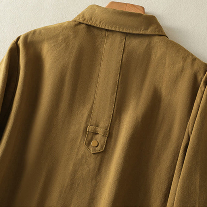 Buddha Stones Plain Button Design Stand Collar Women's Cotton Jacket - image 34