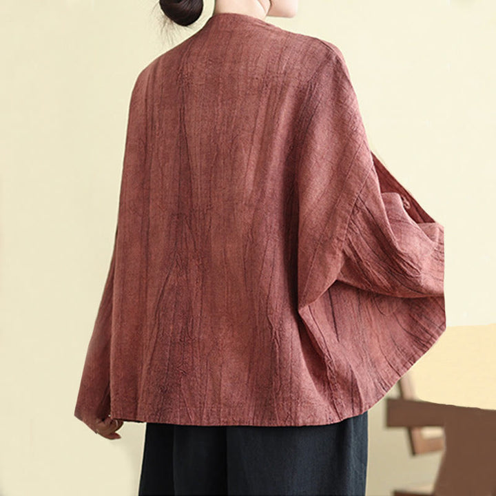 Buddha Stones Plain Long Sleeve Women's Cotton Linen Jacket With Pockets - image 12