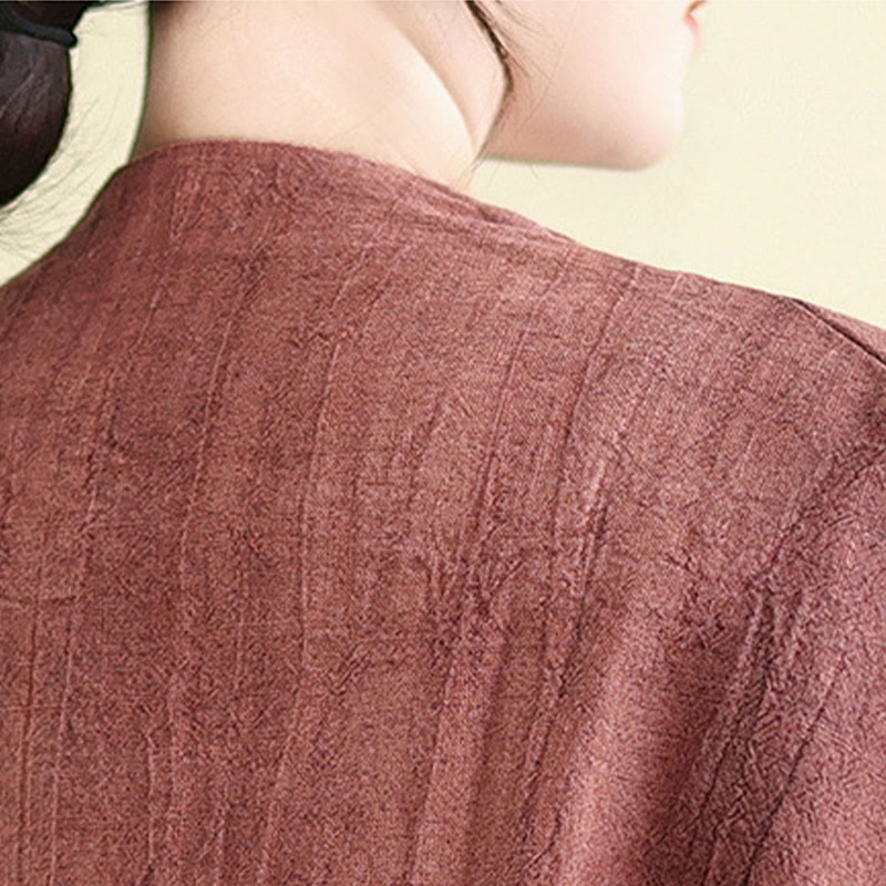 Buddha Stones Plain Long Sleeve Women's Cotton Linen Jacket With Pockets - image 15