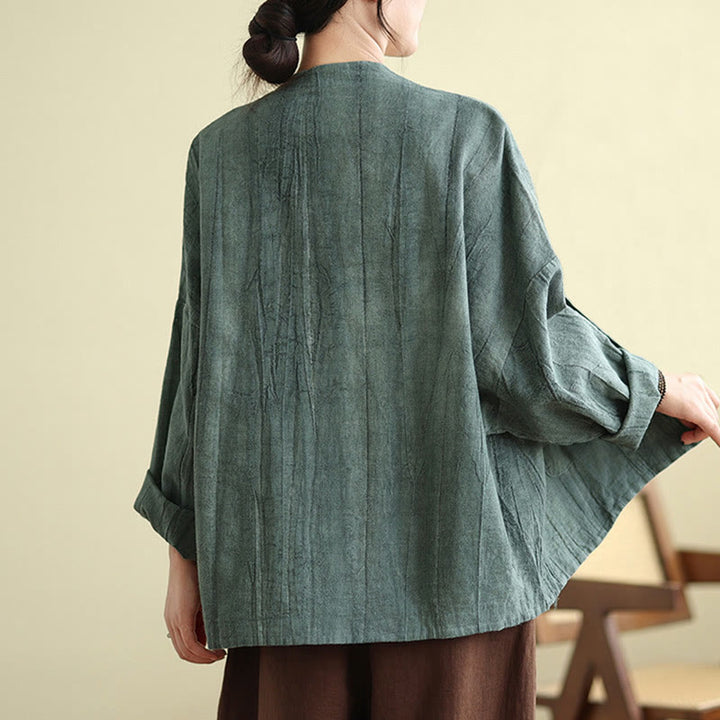 Buddha Stones Plain Long Sleeve Women's Cotton Linen Jacket With Pockets - image 21