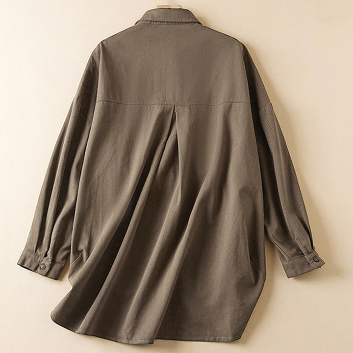 Buddha Stones Fall Irregular Design Long Sleeve Women's Cotton Linen Lapel Jacket With Pockets - image 16