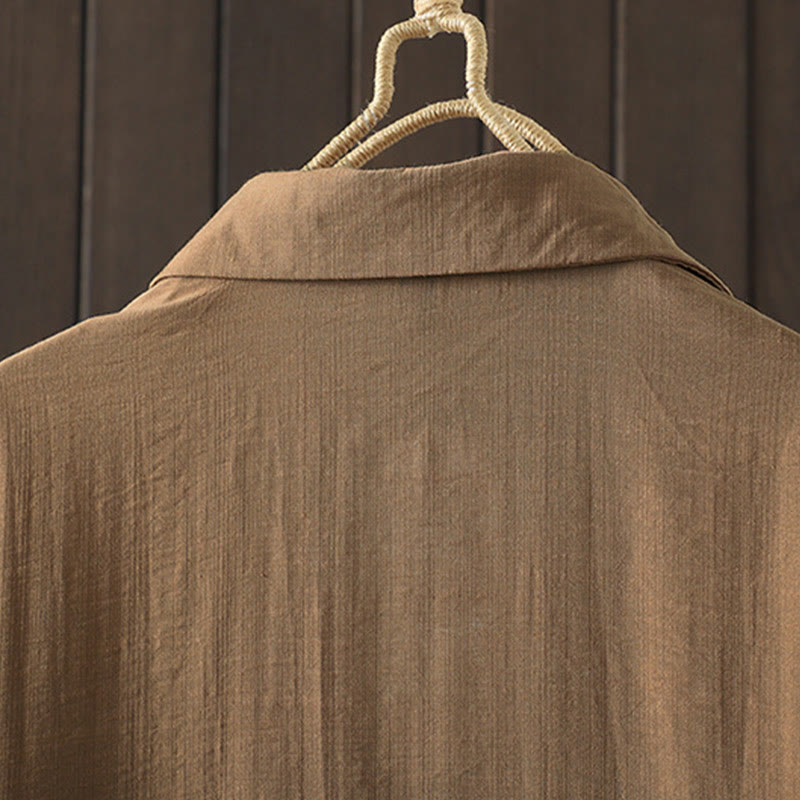 Buddha Stones Plain Buttons Women's Cotton Coat With Pockets - image 2