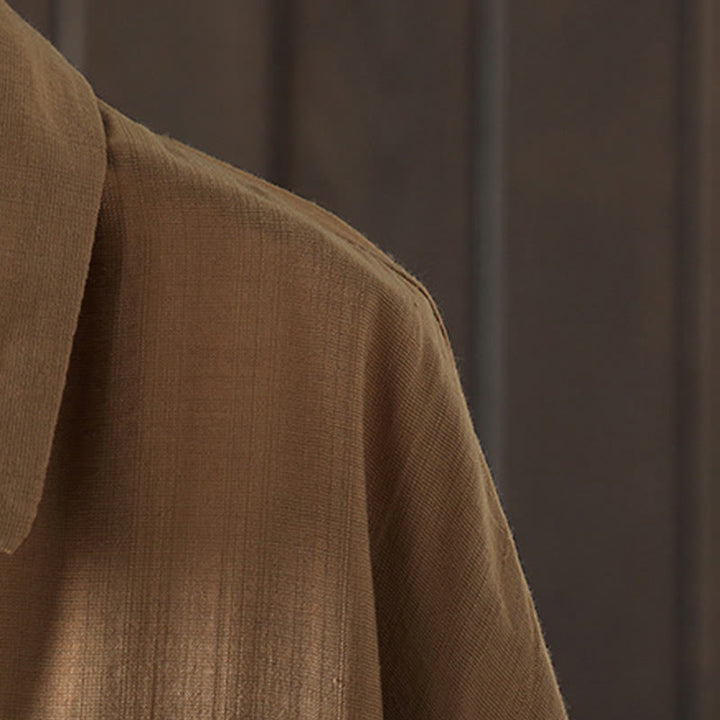 Buddha Stones Plain Buttons Women's Cotton Coat With Pockets - image 4