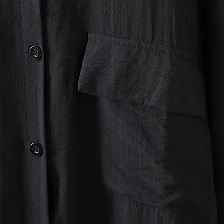 Buddha Stones Plain Buttons Women's Cotton Coat With Pockets - image 15