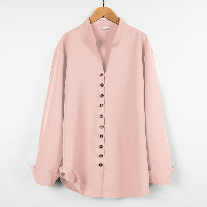 Buddha Stones Solid Color Buttons Fall Long Sleeve Men's Shirt - Pink - US/UK/AU46,EU56 (3XL) - image 13