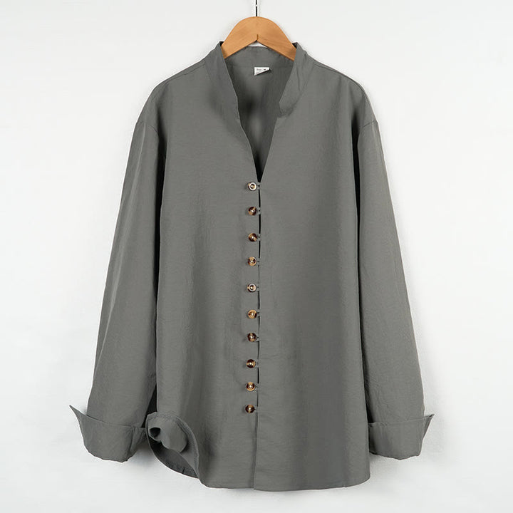 Buddha Stones Solid Color Buttons Fall Long Sleeve Men's Shirt - Gray - US/UK/AU46,EU56 (3XL) - image 0