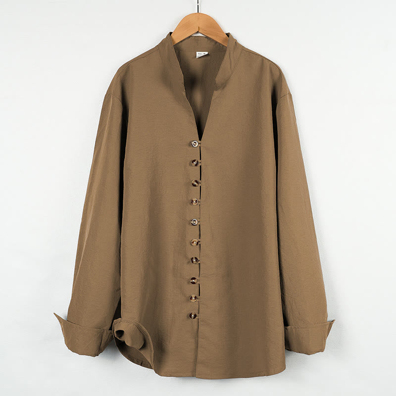 Buddha Stones Solid Color Buttons Fall Long Sleeve Men's Shirt - Peru - US/UK/AU46,EU56 (3XL) - image 22