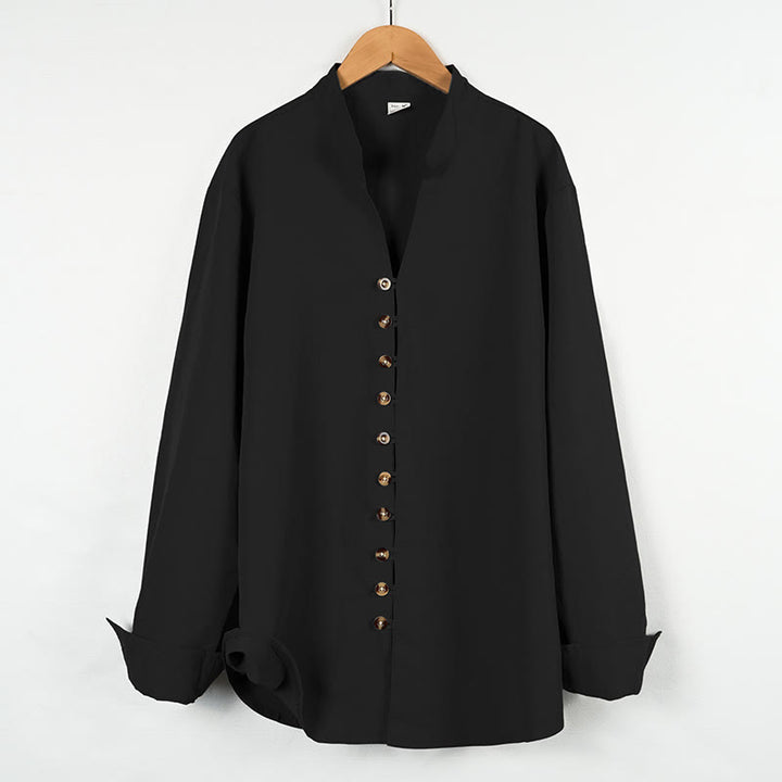 Buddha Stones Solid Color Buttons Fall Long Sleeve Men's Shirt - Black - US/UK/AU46,EU56 (3XL) - image 16