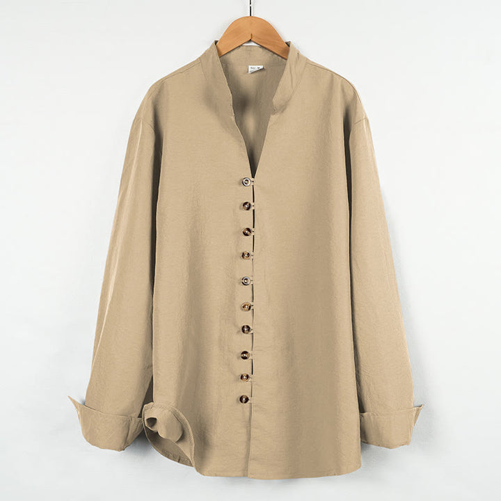 Buddha Stones Solid Color Buttons Fall Long Sleeve Men's Shirt - Wheat - US/UK/AU46,EU56 (3XL) - image 5