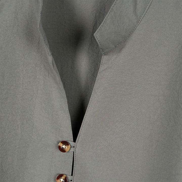 Buddha Stones Solid Color Buttons Fall Long Sleeve Men's Shirt - image 2