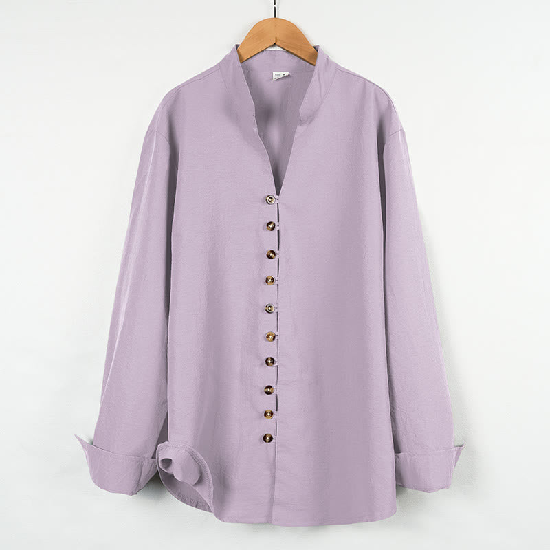 Buddha Stones Solid Color Buttons Fall Long Sleeve Men's Shirt - Thistle - US/UK/AU46,EU56 (3XL) - image 25