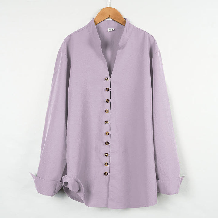 Buddha Stones Solid Color Buttons Fall Long Sleeve Men's Shirt - Thistle - US/UK/AU46,EU56 (3XL) - image 25