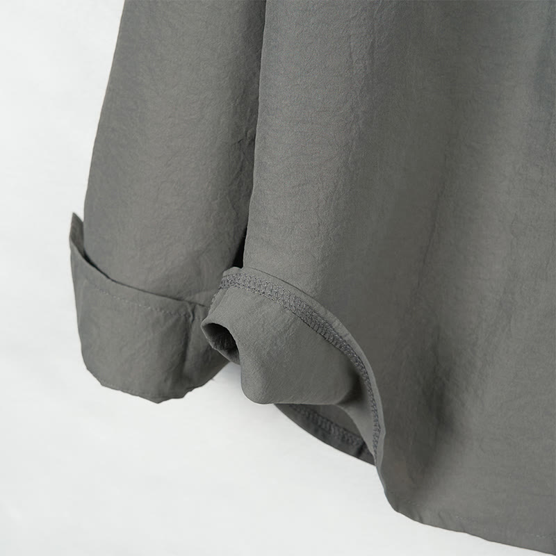 Buddha Stones Solid Color Buttons Fall Long Sleeve Men's Shirt - image 4