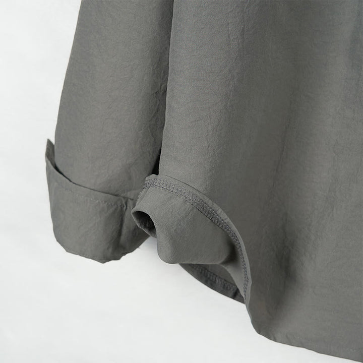 Buddha Stones Solid Color Buttons Fall Long Sleeve Men's Shirt - image 4