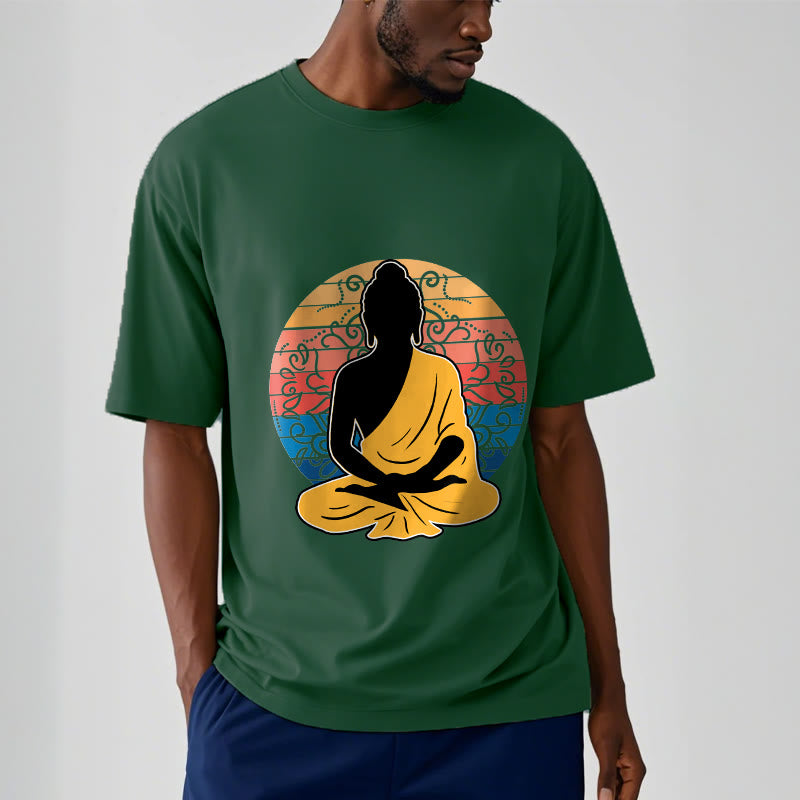 Buddha Stones Casual Colorful Meditating Buddha Pattern Cotton Tee T-shirt - image 12