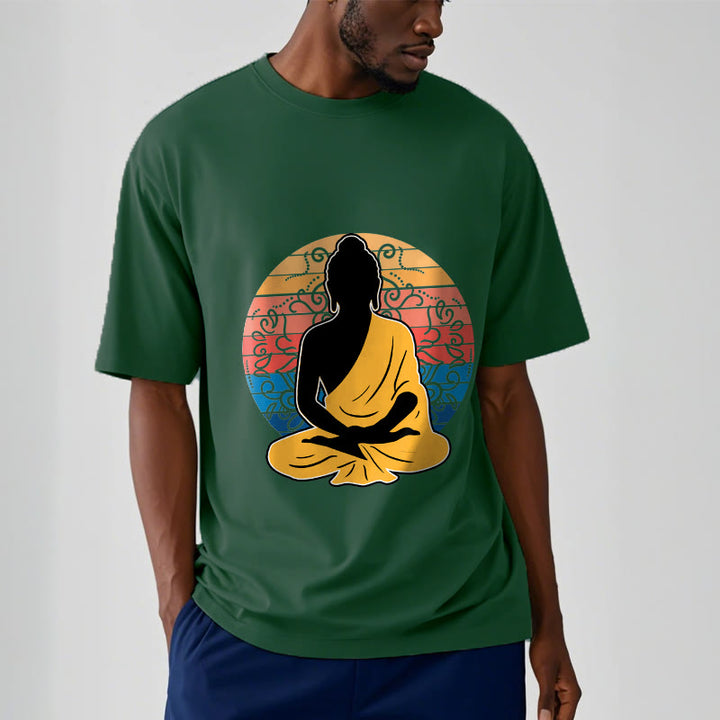 Buddha Stones Casual Colorful Meditating Buddha Pattern Cotton Tee T-shirt - image 12