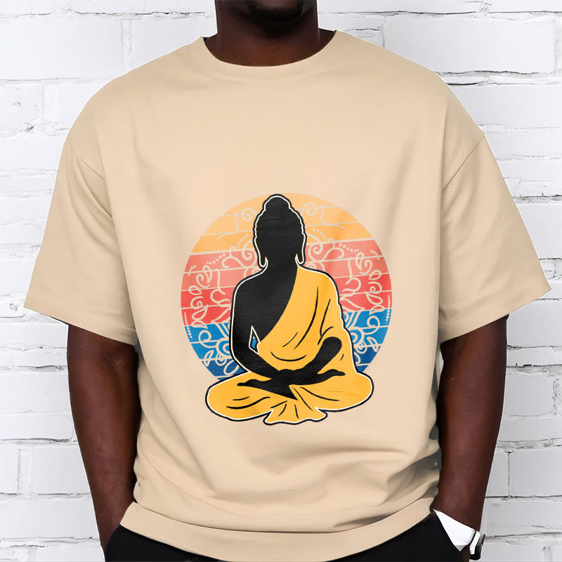 Buddha Stones Casual Colorful Meditating Buddha Pattern Cotton Tee T-shirt - image 10