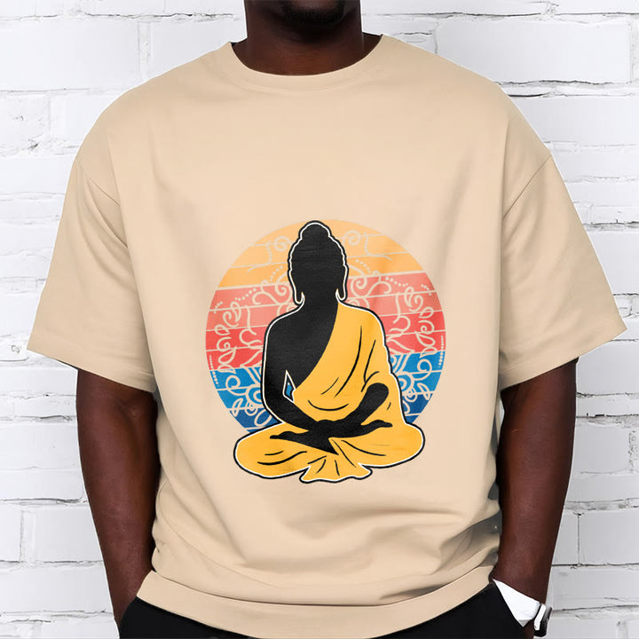 Buddha Stones Casual Colorful Meditating Buddha Pattern Cotton Tee T-shirt - image 10